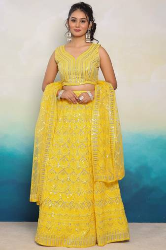 Haldi Wear bridesmaid speical Sequined Embroidered Lehenga Choli with Dupatta(