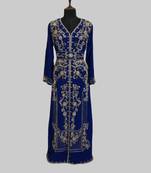 Navy Blue color luxurious Full Sleeves Handmade Moroccan Kaftan.