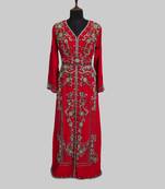Red color luxurious Full Sleeves Handmade Moroccan Kaftan.