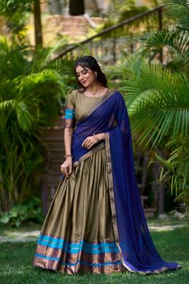 CHIKOO COLOR POLY COTTON LEHENGA CHOLI 2