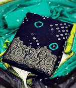 Psvan Teal Cotton Bandhani Drees with Beautiful Printed Work Salwar with Dupatta For Women