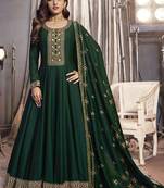 Green silk georgette embroidered anarkali suit