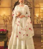 Off white dola silk embroidered anarkali suit