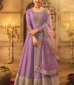Lavender dola silk embroidered anarkali suit