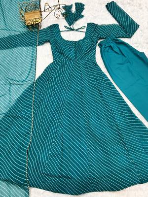 Jeswa Teal Georgette Anarkali Suit 5