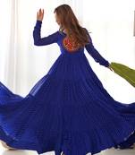 Pure Soft Fox Georgette Laheriya Print Fabric Fully Flair Anarkali Gown 