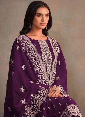 Violet organza embroidery work designer salwar suit 3