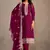 Wine organza embroidery work designer salwar suit