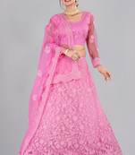 Women's Baby Pink Net Thread Embroidered Designer Lehenga Choli Set