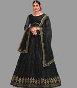 Women's Black Net Thread Embroidered Designer Lehenga Choli Set