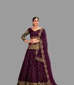 Women's Purple Net Thread Embroidered Designer Lehenga Choli Set