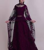 Women's Purple Net Thread Embroidered Designer Lehenga Choli Set