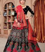 Women's Black Jacquard Zari Woven Designer Lehenga Choli Set