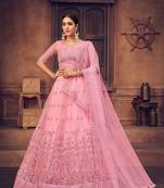 Women's Baby Pink Net Thread Embroidered Designer Lehenga Choli Set