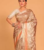 Crush tissue silk saree(golden brown)