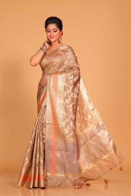 Crush tissue silk saree(golden brown) 3