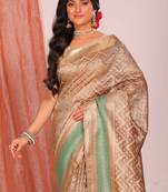 Crush tissue silk saree(golden brown)