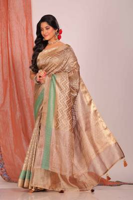 Crush tissue silk saree(golden brown) 5