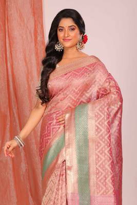 Crush tissue silk saree(rani) 1
