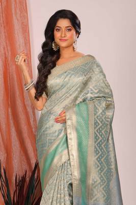 Crush tissue silk saree(sky blue) 1