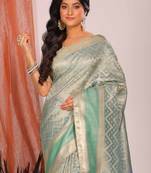 Crush tissue silk saree(sky blue)