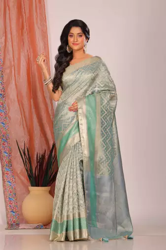Crush tissue silk saree(sky blue)