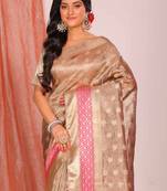 Crush tissue silk saree(golden brown)