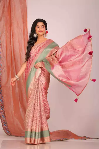 Crush tissue silk saree(rani)