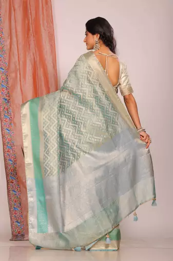Crush tissue silk saree(sky blue)