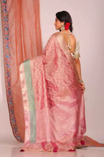 Crush tissue silk saree(rani)