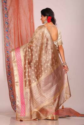 Crush tissue silk saree(golden brown) 4