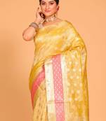 Crush tissue silk saree(yellow)