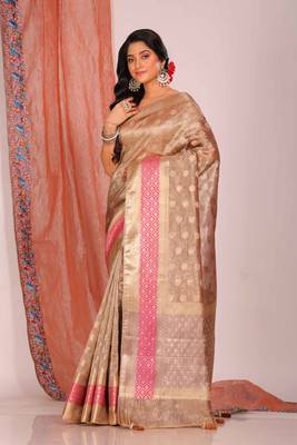 Crush tissue silk saree(golden brown) 5