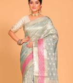 Crush tissue silk saree(sky blue)