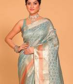 Crush tissue silk saree(sky blue)