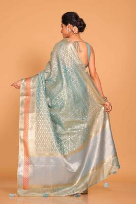 Crush tissue silk saree(sky blue) 4