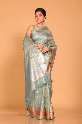 Crush tissue silk saree(sky blue) 5
