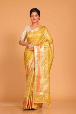 Crush tissue silk saree(yellow) 2