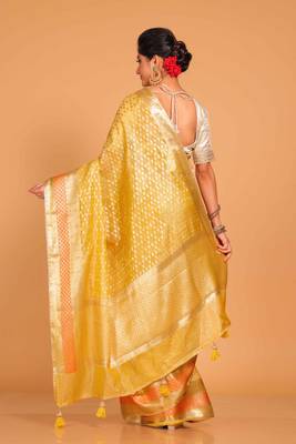 Crush tissue silk saree(yellow) 4