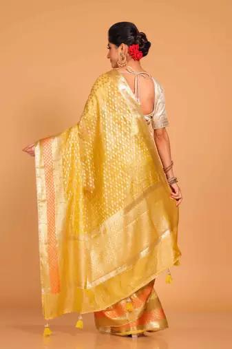 Crush tissue silk saree(yellow)