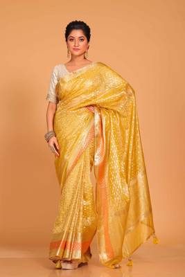 Crush tissue silk saree(yellow) 5