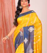 South silk woven saree (yellow and blue)