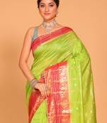 South silk woven saree (marron and green