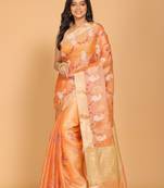 Kota zari embroidery saree(peach)