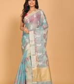 Kota zari embroidery saree(blue)