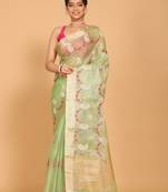 Kota zari embroidery saree(green)
