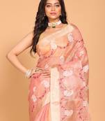 Kota zari embroidery saree(pink)