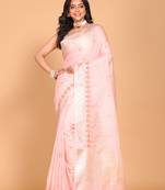 Simi lenin embroidery saree(pink)