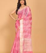 Kota tissue zari embroidery saree (pink)