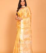 Kota tissue zari embroidery saree (yellow)